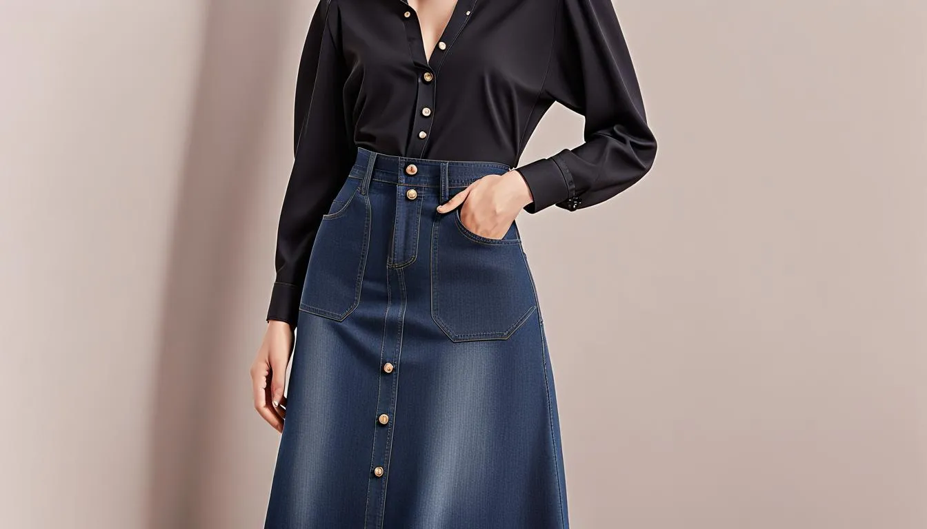 High Waist Long Denim Skirt Outfit