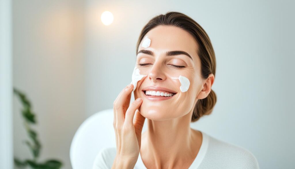 applying moisturizer