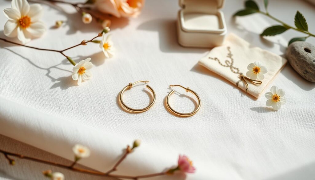 minimalist gold earrings care