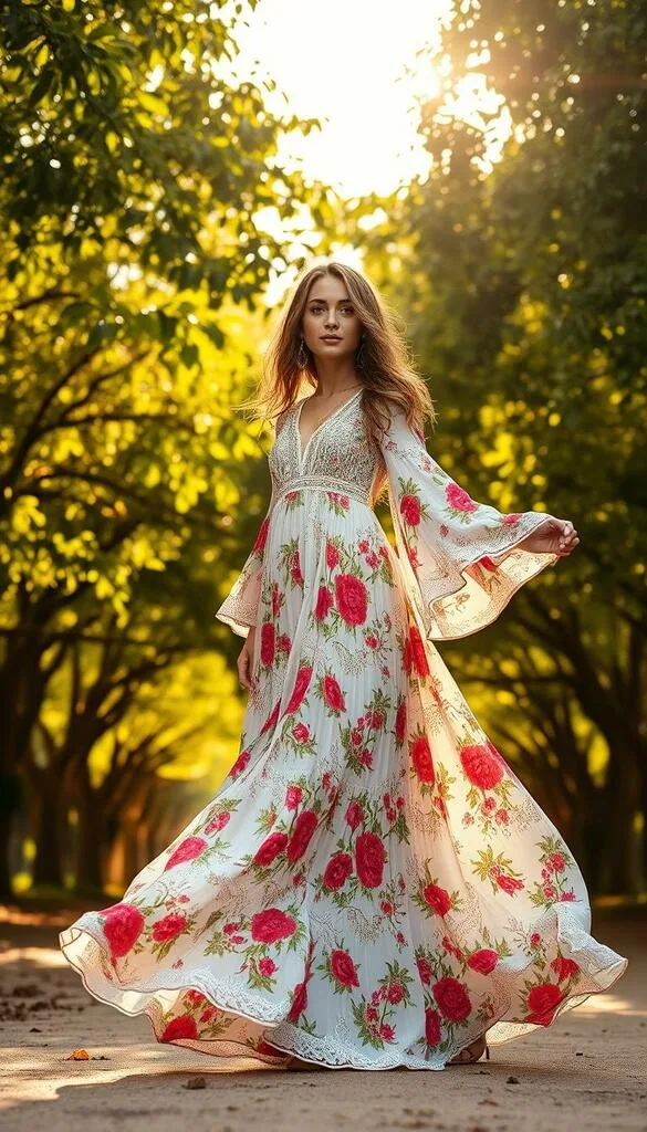 long bohemian gown