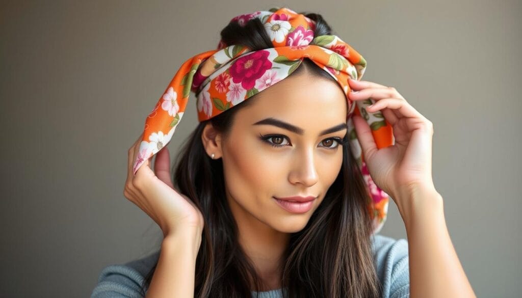 how to tie a scarf in hair