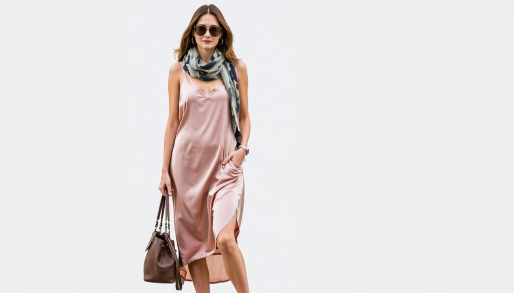 Everyday accessories for satin slip dress styling
