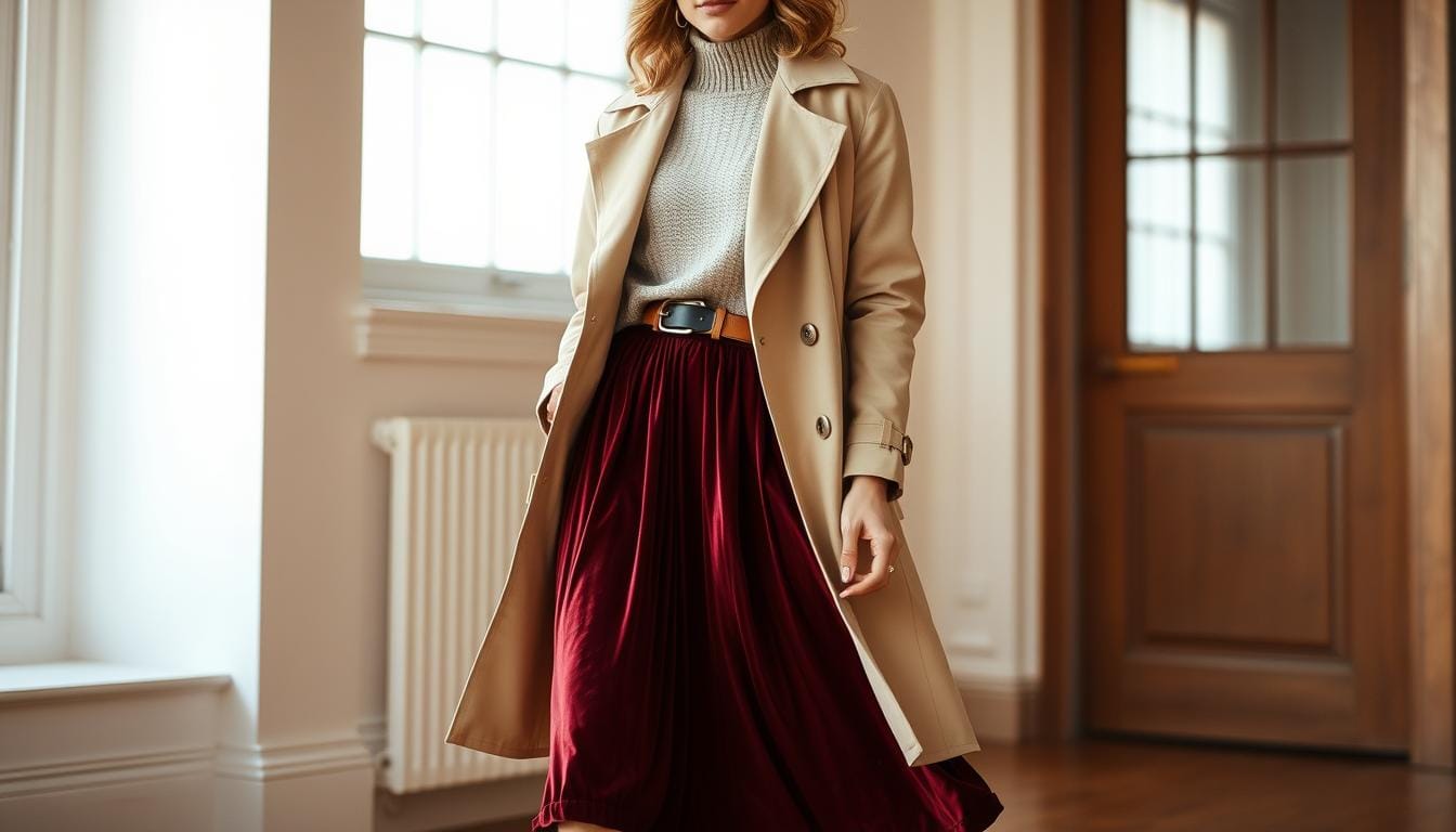 Velvet Midi Skirt