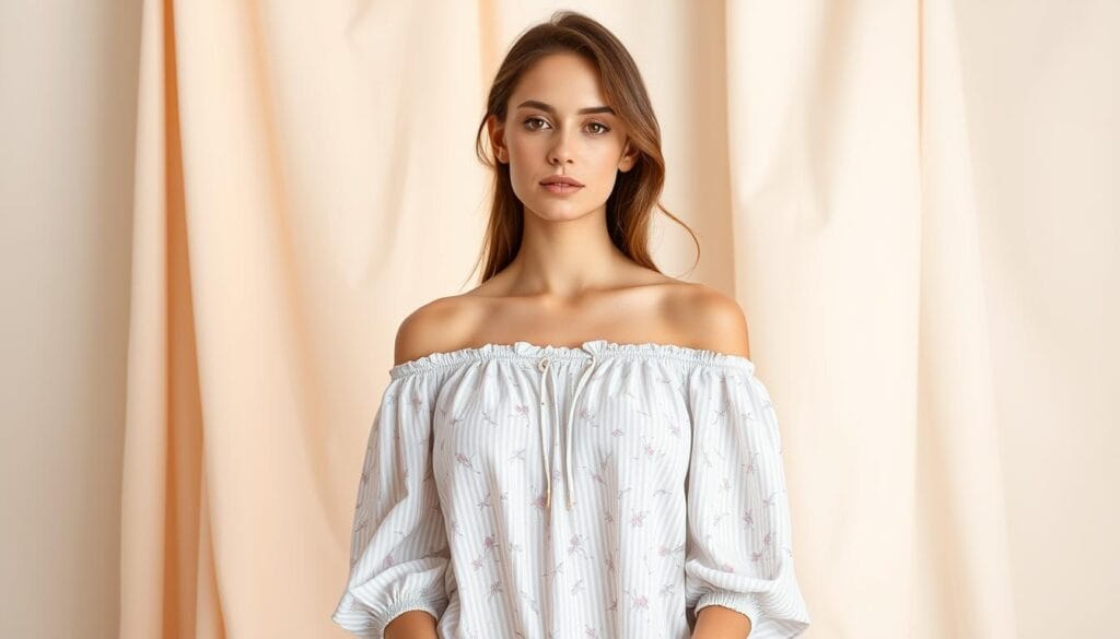 Spring pastel off-shoulder blouse styles Spring pastel off-shoulder blouse styles