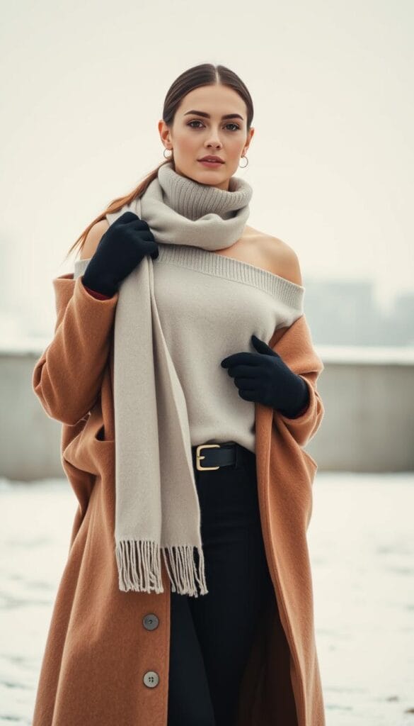 Winter ready off-the-shoulder clothing and chic tops Winter ready off-the-shoulder clothing and chic tops