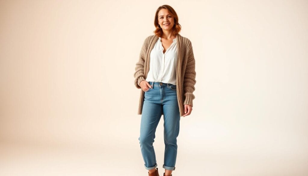 Casual Layers with Denim and Knitwear featuring cotton tops
