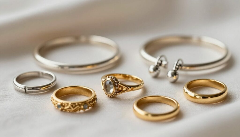 mixed metal jewelry with unique gold rings styled together mixed metal jewelry with unique gold rings styled together