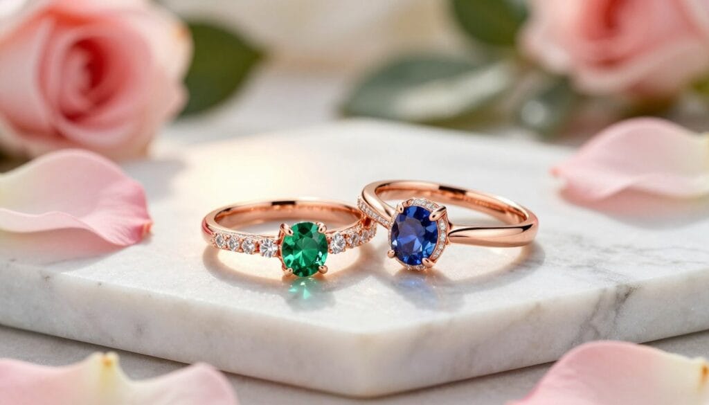 rose gold wedding rings with gemstone pairings rose gold wedding rings with gemstone pairings