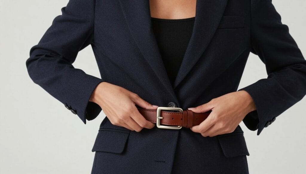 a stylish leather belt with a blazer and a suit a stylish leather belt with a blazer and a suit