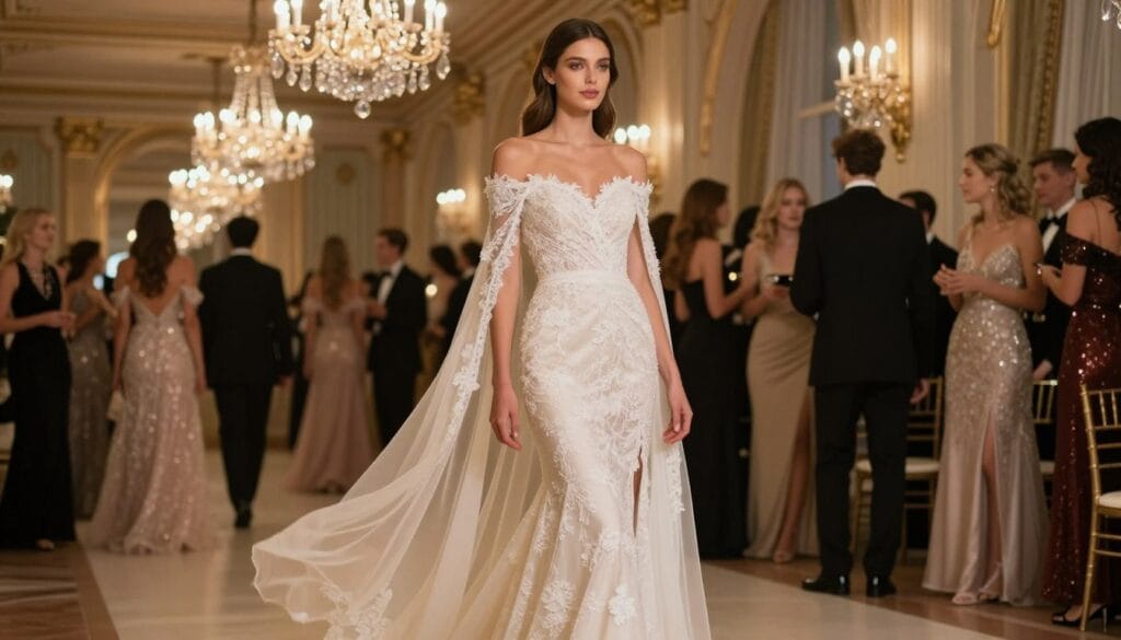 off-the-shoulder evening gown off-the-shoulder evening gown