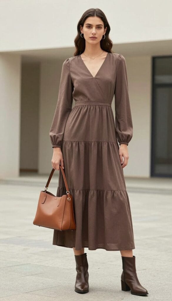 tiered maxi dress with sleeves tiered maxi dress with sleeves